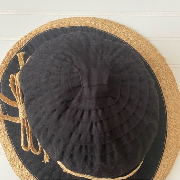 Scala | Women's Boho Beachy Black Tan Adjustable Sun Hat Vacation Beach Pool - Picture 8 of 9